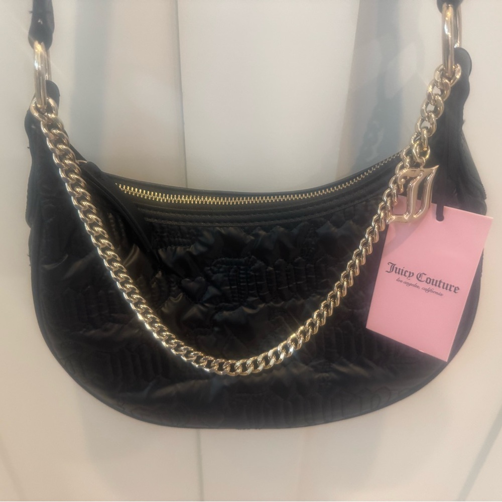 Juicy Couture Black Quilted Bag with Gold Chain